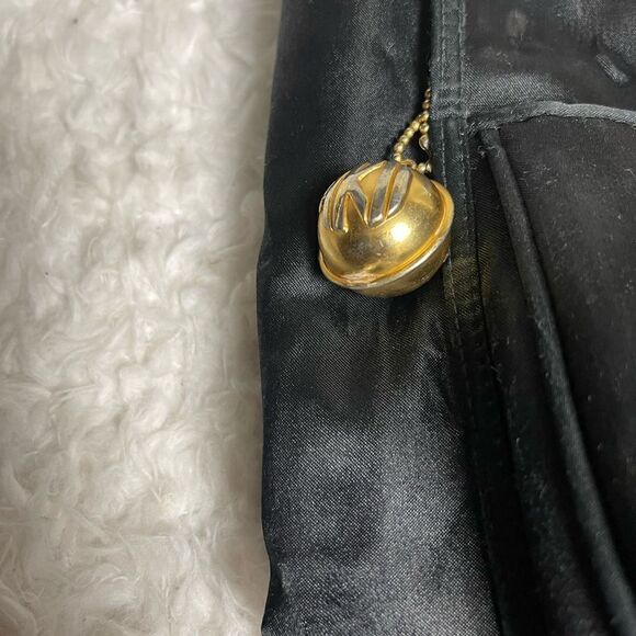 ANN KLEIN II Black Satin medium sling back brass accents . - Picture 16 of 16